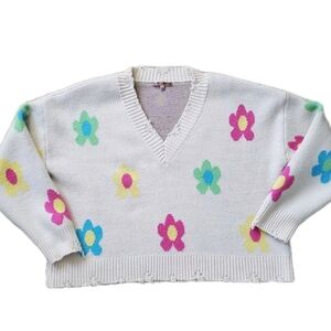 BAILEY ROSE Distressed Shabby Chic Retro Oversized Sweater L